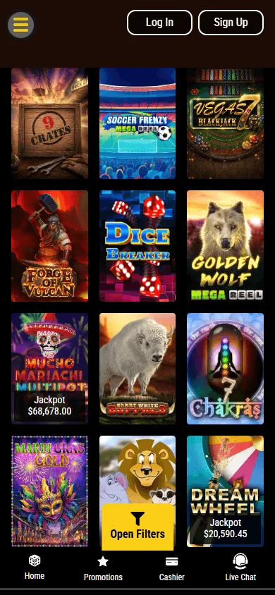 Lucky 7 Casino games page on mobile